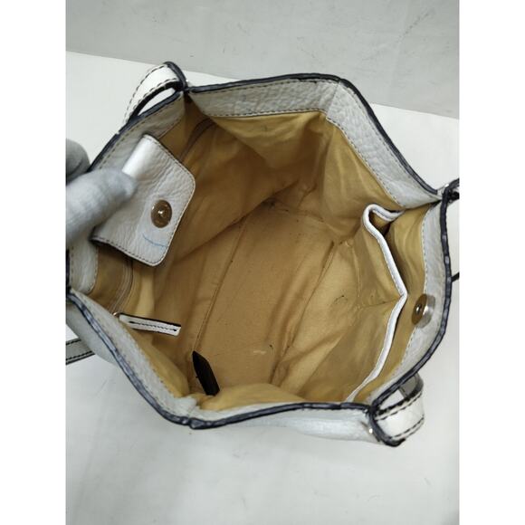 Talbot's White Leather Double Handle Tote Shoulder Bag - Picture 9 of 16